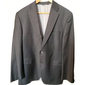 Mens Lord & Taylor Charcoal gray pinstripe 2 piece FULL SUIT 42r + 36pant